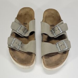 Papillio Birkenstock Gray Leather Sandals Sz 40 L9 M7